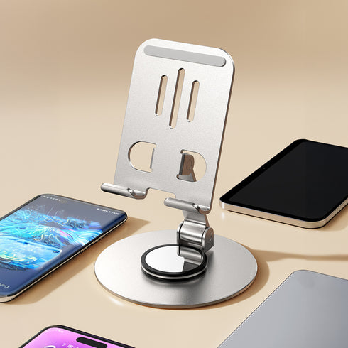 スピンシルバーメタルスタンド【スマホスタンド】