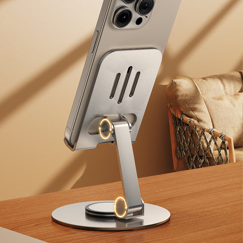 スピンシルバーメタルスタンド【スマホスタンド】